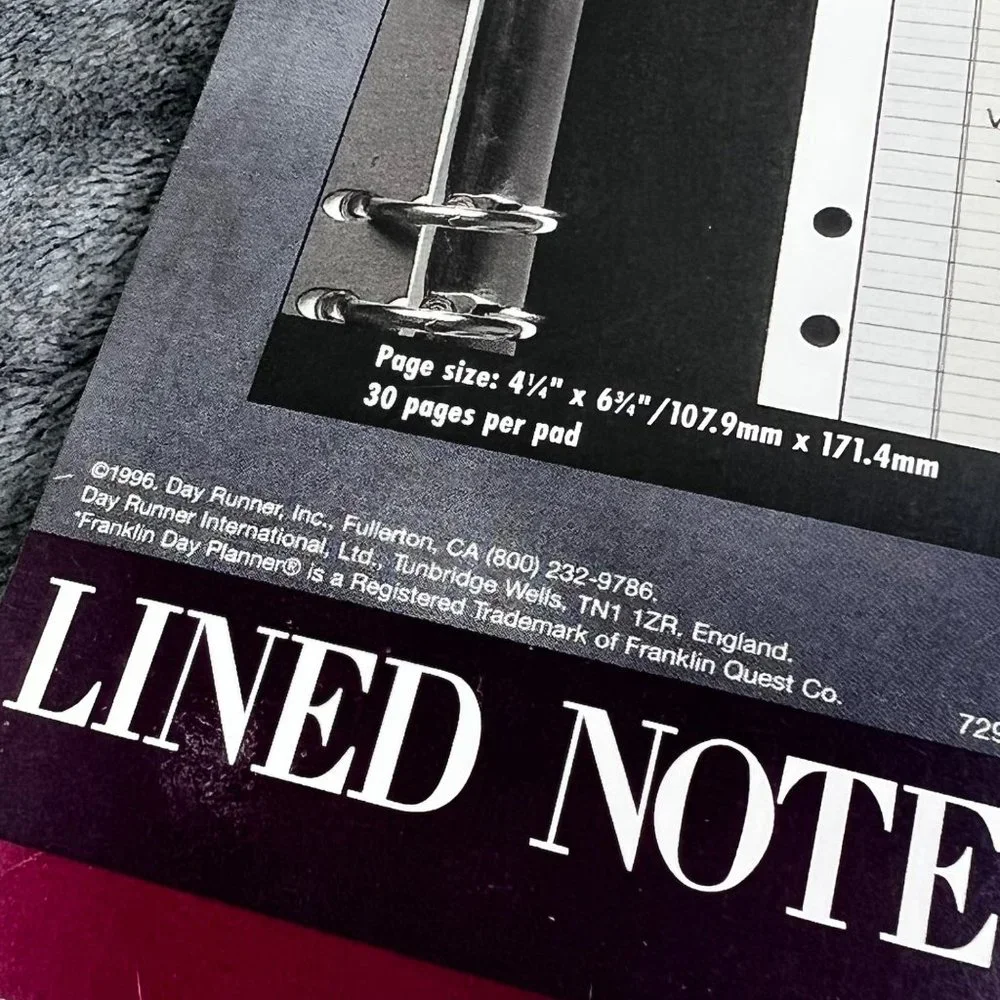 Day Runner Lined Note Pad Pro Business System 6 Ring Page Size 4.25x6.75 NIP